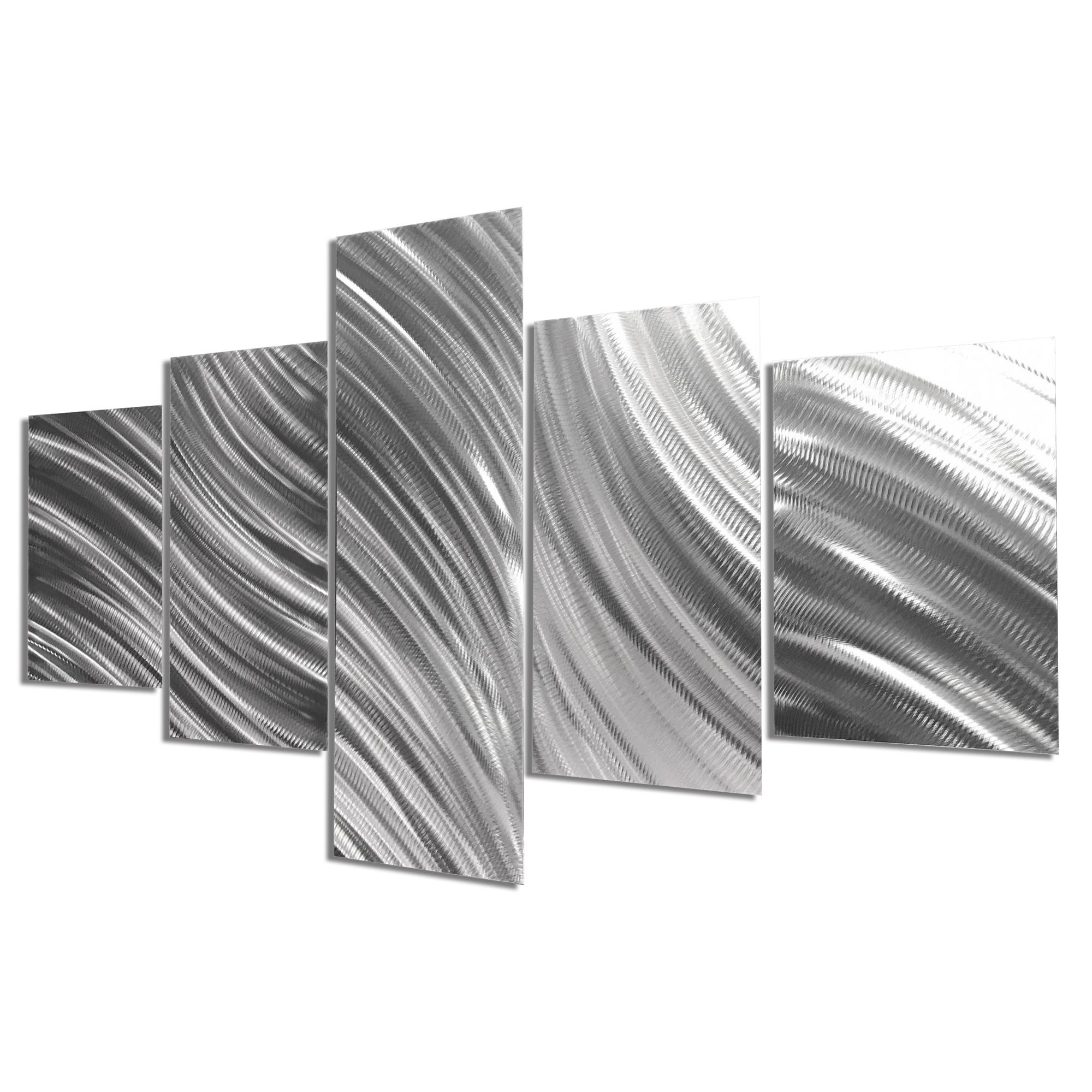 Columnar Flow 64x36in. Natural Aluminum Abstract Decor - Image 2