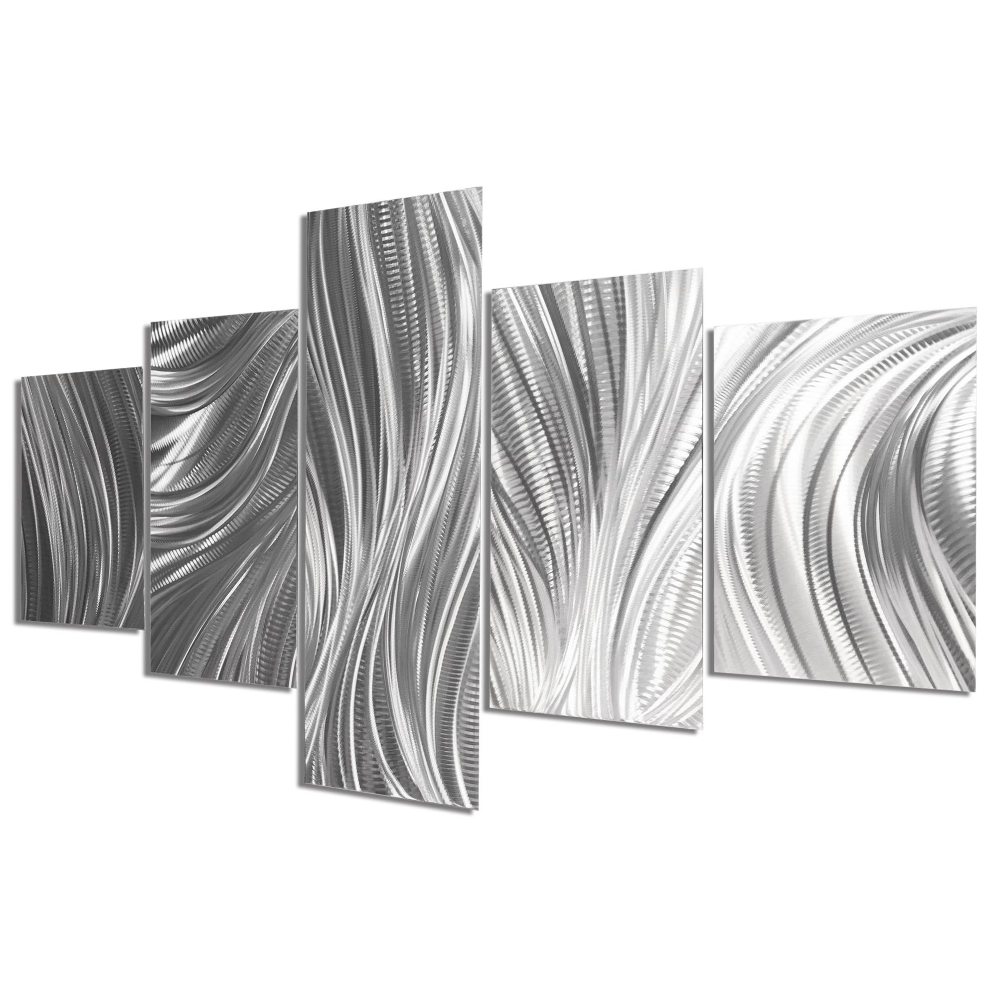 Columnar Plumage 64x36in. Natural Aluminum Abstract Decor - Image 2