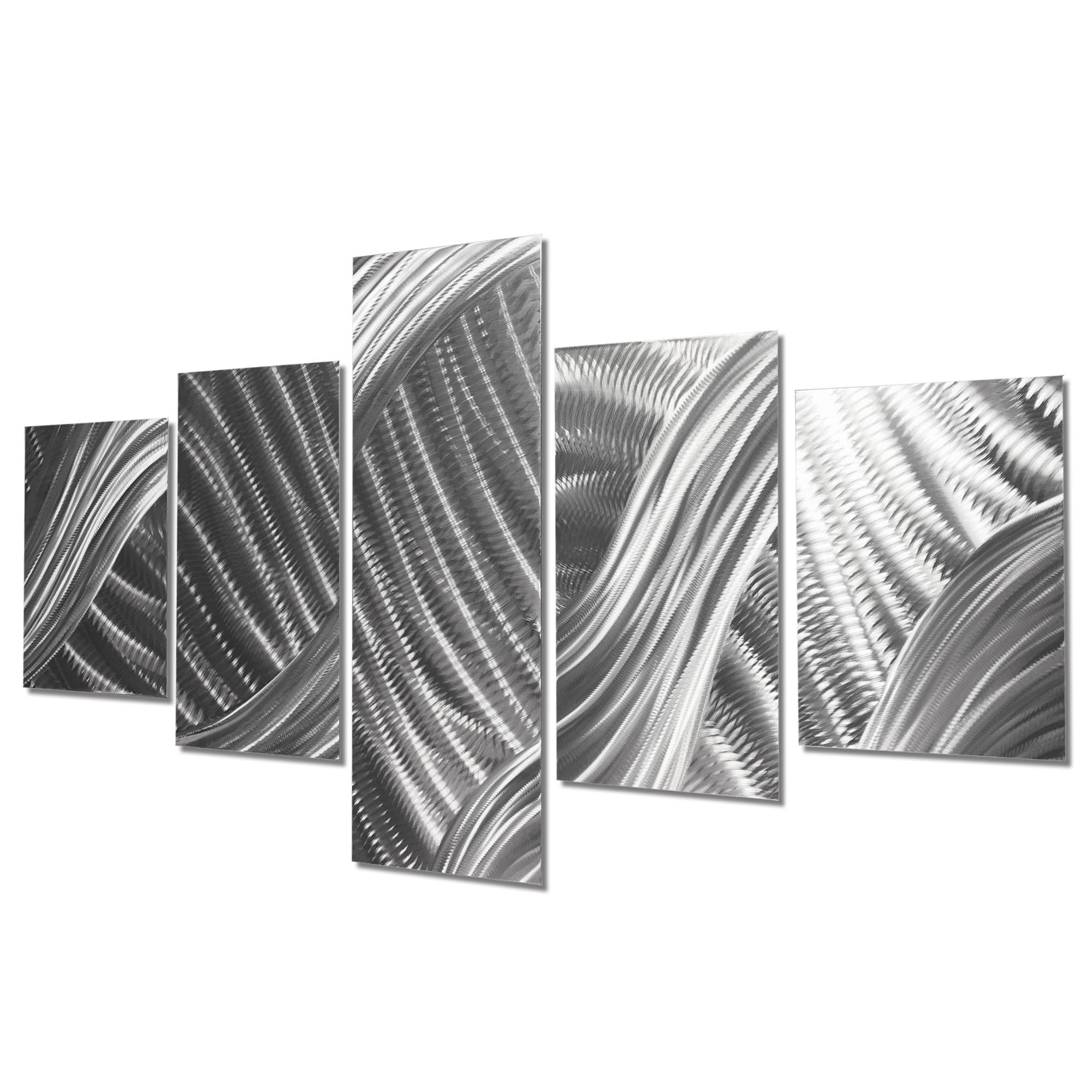 Columnar Brushstrokes 64x36in. Natural Aluminum Abstract Decor - Image 2