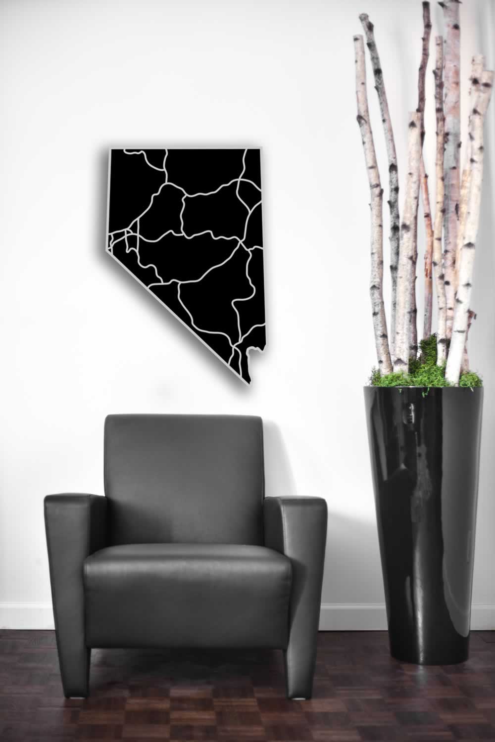 Nevada - Acrylic Cutout State Map - Black/Grey USA States Acrylic Art - Lifestyle Image