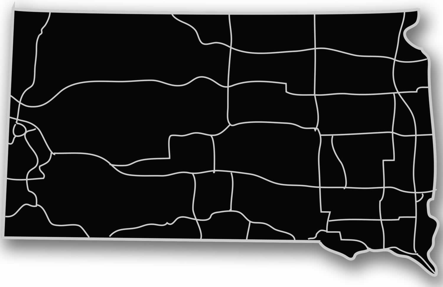 South Dakota - Acrylic Cutout State Map - Black/Grey USA States Acrylic Art