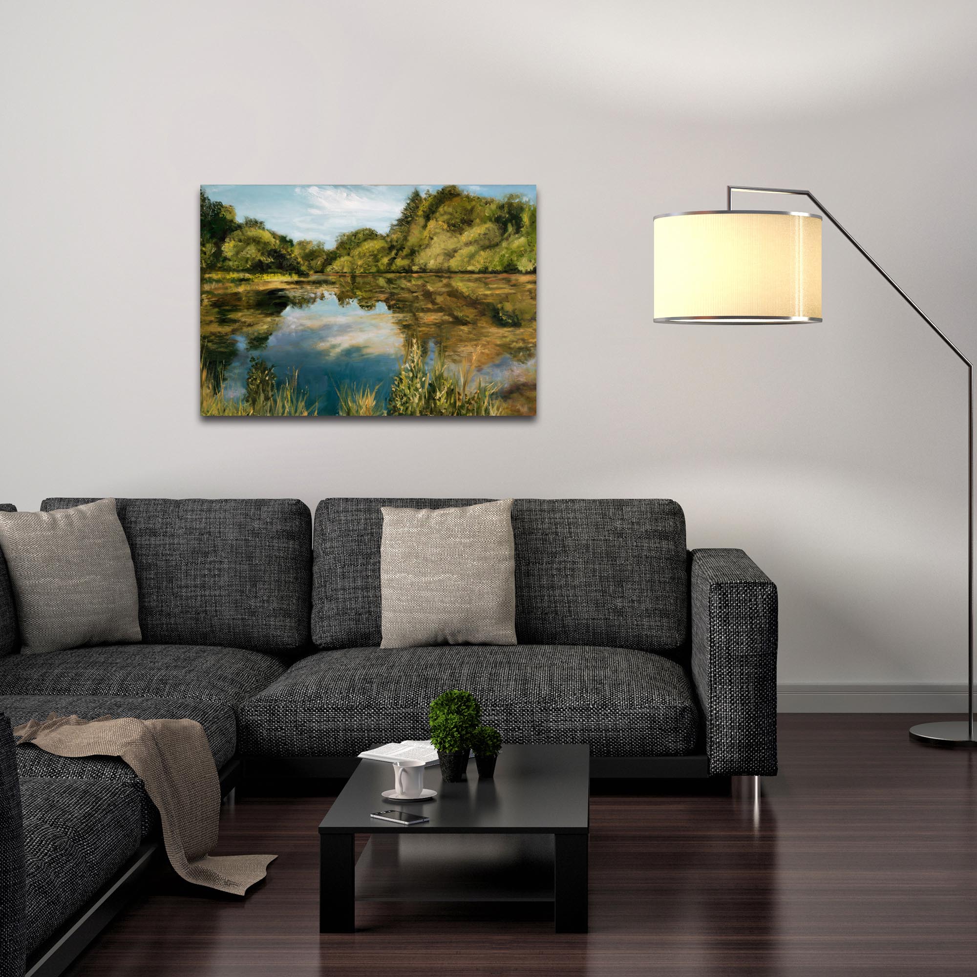 Traditional Wall Art 'Lake' - River Landscape Decor on Metal or Plexiglass - Lifestyle View