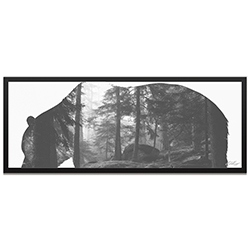 Adam Schwoeppe Grizzly Bear Forest Framed 48in x 19in Contemporary Animal Silhouette Art on Colored Metal