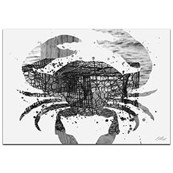 Crab Pot Gray by Adam Schwoeppe Animal Silhouette on White Metal