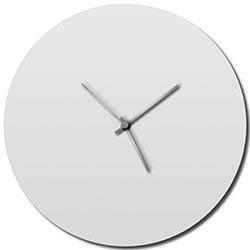 Adam Schwoeppe Whiteout Silver Circle Clock Large Midcentury Modern Style Wall Clock