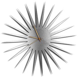 Adam Schwoeppe MCM Starburst Clock Silver Bronze Midcentury Modern Style Wall Clock