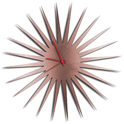 Adam Schwoeppe MCM Starburst Clock Copper Red Midcentury Modern Style Wall Clock