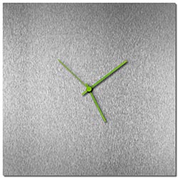 Adam Schwoeppe Silversmith Square Clock Large Green Midcentury Modern Style Wall Clock