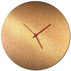 Adam Schwoeppe Bronzesmith Circle Clock Red Midcentury Modern Style Wall Clock