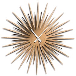 Adam Schwoeppe Atomic Era Clock Maple Bronze White Midcentury Modern Style Wall Clock