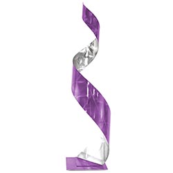 Helena Martin Purple Curl Sculpture 9in x 35in Abstract Metal Art on Ground and Painted Metal
