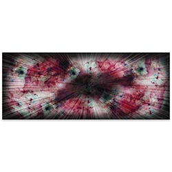 Helena Martin Warm Nebula 60in x 24in Original Abstract Art on Ground and Colored Metal