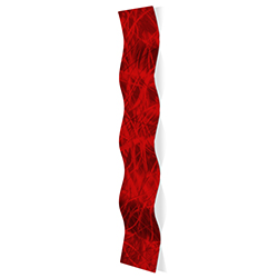 Helena Martin Red Wave 9.5in x 44in Original Abstract Metal Art on Ground and Painted Metal