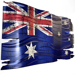 Aussie Tough by Helena Martin - Metal Australian Flag, Man Cave Decor (46x24in.) 