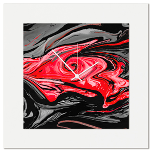 Red Swirl Clock by Eric Waddington Multimedia Abstract Wall Decor