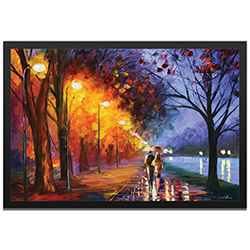 Leonid Afremov Alley By The Lake Framed 32in x 22in Abstract Cityscape Art on Colored Metal