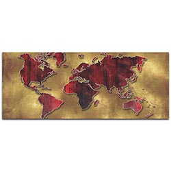 Eclectic World Map Golden World - Modern Map Art on Metal or Acrylic
