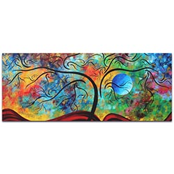Landscape Painting Blue Moon Rising - Abstract Tree Art on Metal or Acrylic