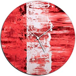 Mendo Vasilevski Red Street Circle Clock Large 22in x 22in Modern Wall Clock on Aluminum Composite
