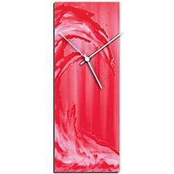 Mendo Vasilevski Red Wave v1 Clock 6in x 16in Modern Wall Clock on Aluminum Composite