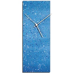 Mendo Vasilevski Blue Flecked Clock Large 9in x 24in Modern Wall Clock on Aluminum Composite