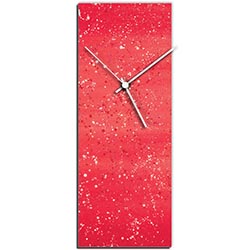 Mendo Vasilevski Red Flecked Clock 6in x 16in Modern Wall Clock on Aluminum Composite