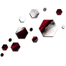 NAY Carbon Red 66in x 50in Hexagons Abstract Art on Aluminum Composite