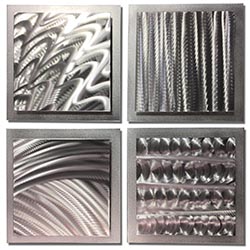Silver Elements 25x25in. Natural Aluminum Abstract Decor