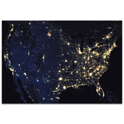 USA at Night - Modern Wall Decor