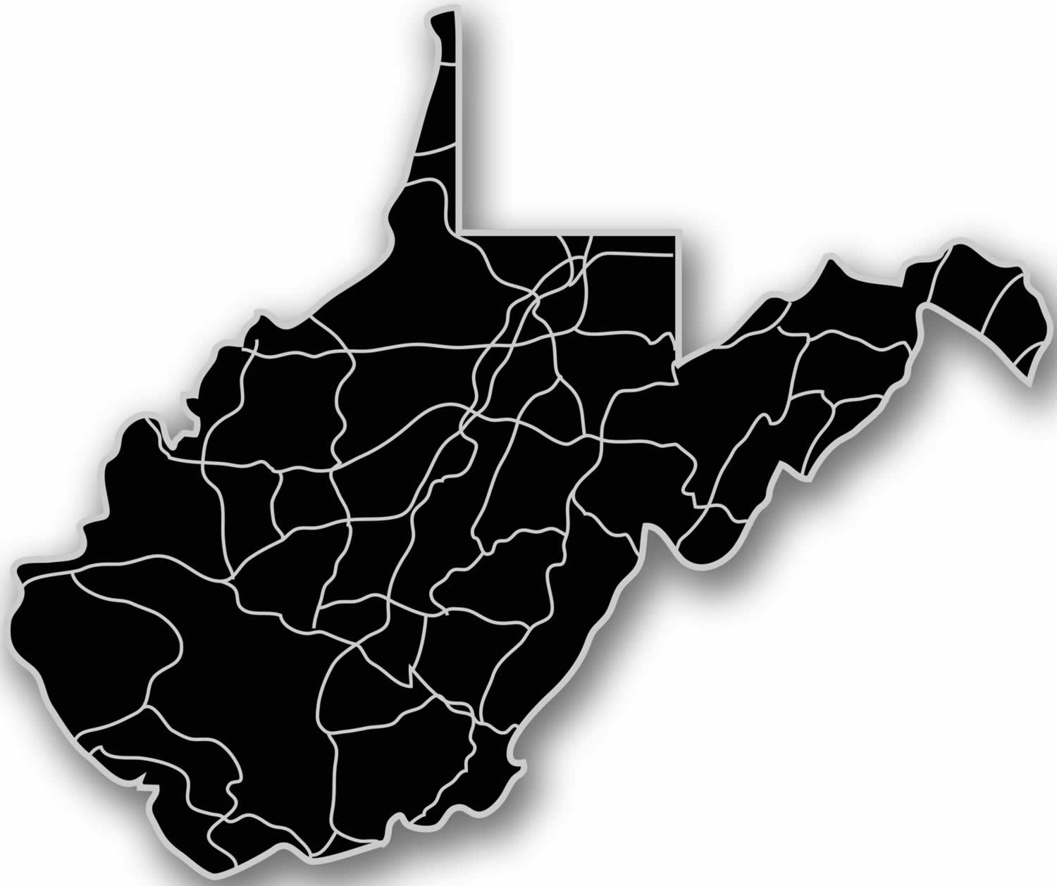 West Virginia - Acrylic Cutout State Map - Black/Grey USA States Acrylic Art