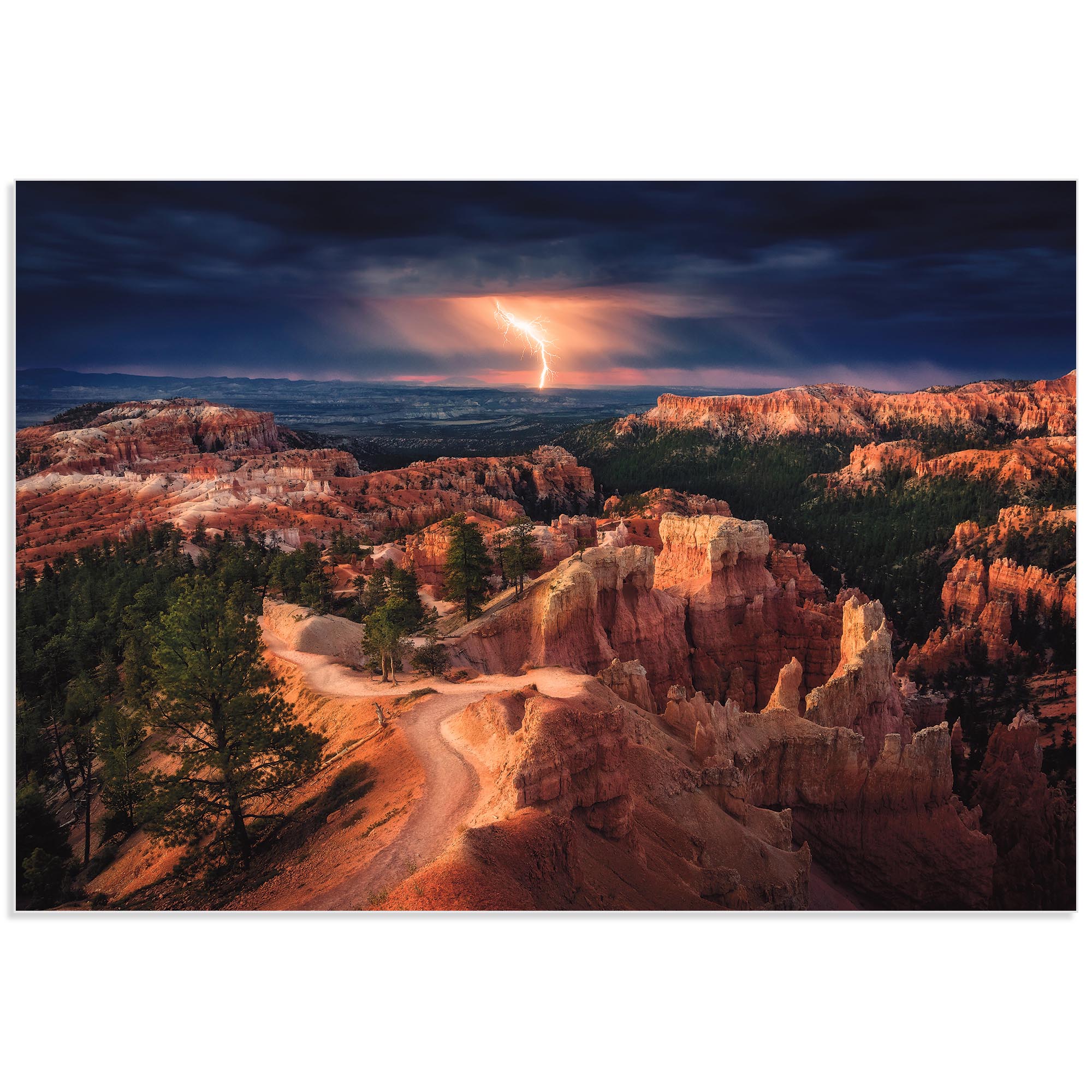 Lightning Over Bryce Canyon by Stefan Mitterwallner - Storm Pictures on Metal or Acrylic - Alternate View 2